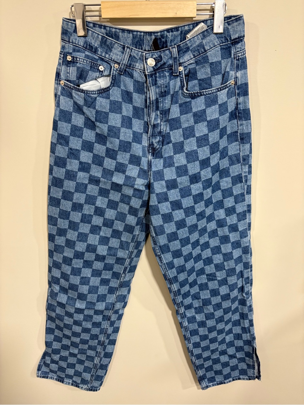 WomanCheckerboard Blue Denim Jeans